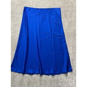 New Look Petite Blue Satin Slip Midi‎ Skirt Y2K Minimalist Women US 12